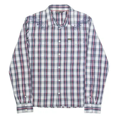 LEE Mens Shirt Blue Check Long Sleeve M