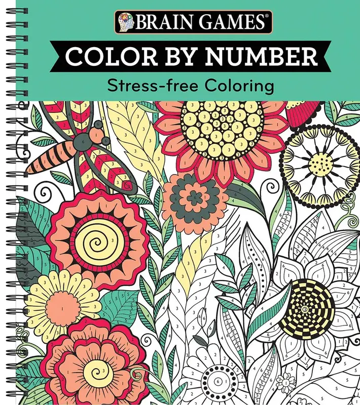 Brain Games - Color by Number: Stress-Free Coloring (Green) Spiral-bound