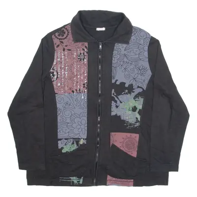 Womens Track Jacket Black Crazy Pattern XL