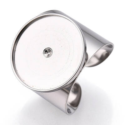 Non-Tarnish 304 Stainless Steel Open Cuff Finger Ring Cabochon Settings