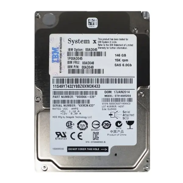 00AD046 IBM 146GB 15000RPM SAS 6Gb/s 2.5-Inch 64MB Cache Hard Drive