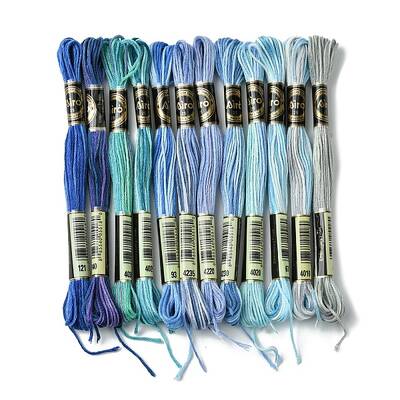 12 Skeins 12 Colors 6-Ply Polyester Embroidery Floss
