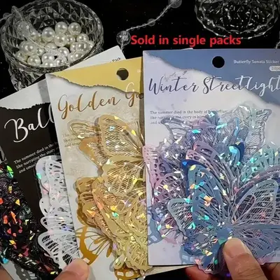 Butterfly Hollow Lace Design Decorative Sticker, 20 Sheets/pack Decorative Sticker, DIY Material Decorative Sticker for Journ...