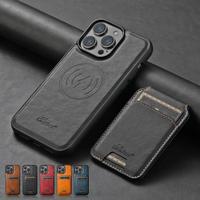 2 IN 1 Magnetic Leather Case For iPhone 16 Pro Max 15 14 13 12 Pro Max 15 14 Plus MagSafe Card Holder Wallet Case Flip Stand ...