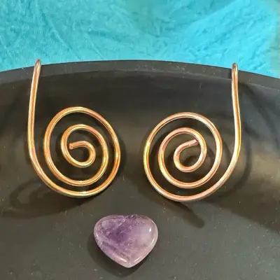 Pair Reiki Palm Rings- FREE Crystal with each purchase. Handmade Solid Copper Design for generating and enhancing healing ene...