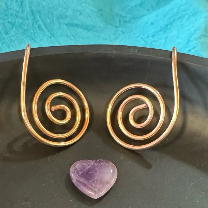 Pair Reiki Palm Rings- FREE Crystal with each purchase. Handmade Solid Copper Design for generating and enhancing healing ene...