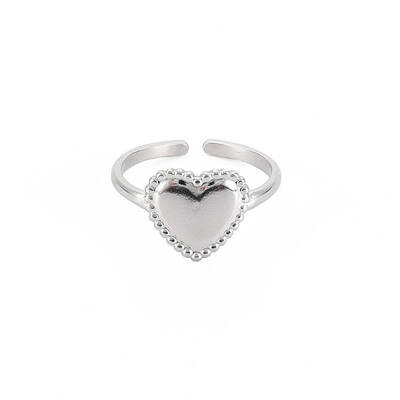 Non-Tarnish 304 Stainless Steel Heart Open Cuff Ring for Women