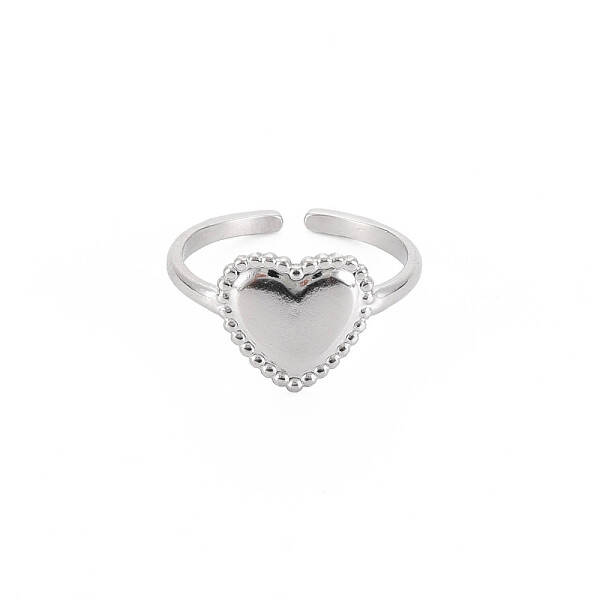 Non-Tarnish 304 Stainless Steel Heart Open Cuff Ring for Women