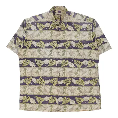 Campia Moda Floral Hawaiian Shirt - Large Beige Cotton