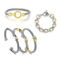 Aprilery 5PCS Two-Tone Twisted Cable Bracelets Set, Elegant Statement Jewelry, Perfect Gift for Women & Girls