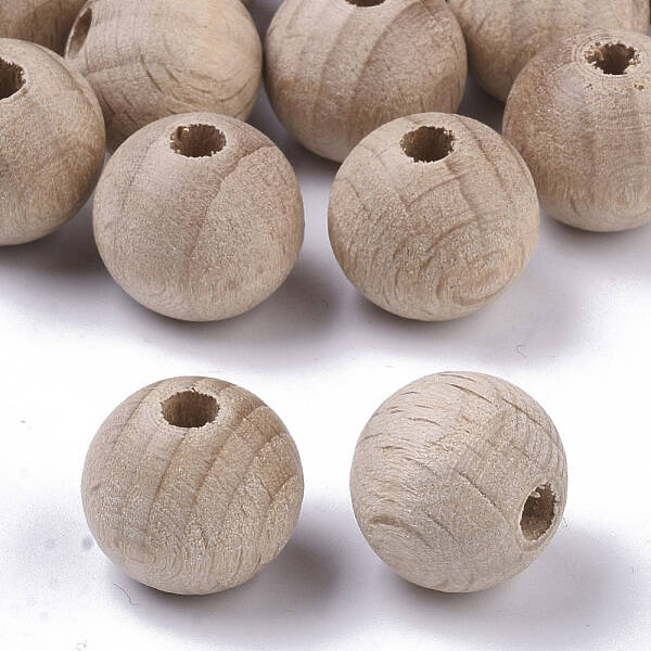 Undyed Natural Beech Wood Beads