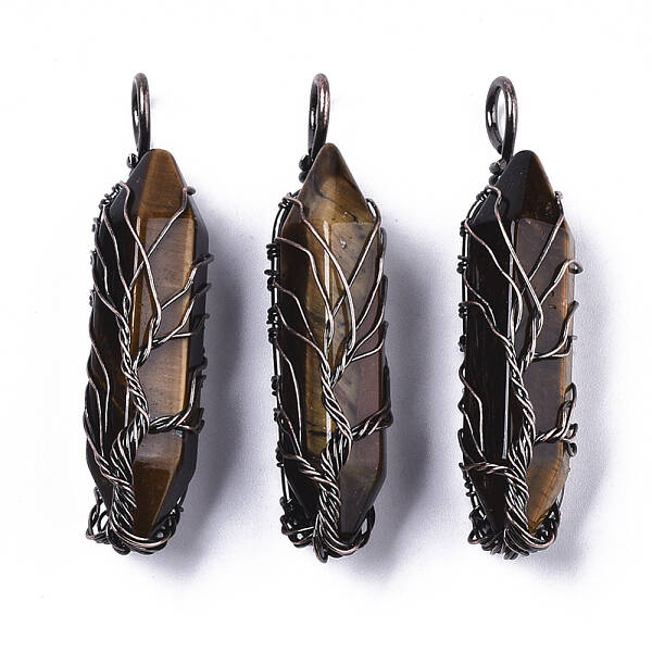 Natural Gemstone Big Wire Wrapped Pointed Pendants