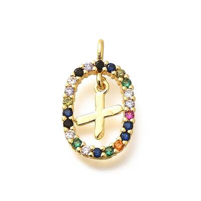 Brass Micro Pave Cubic Zirconia Pendants