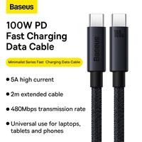 Baseus 100W Type-C to Type-C Fast Charging Cable 1M Black - 20V/5A High-Power Output, 480Mbps Data Transfer (1GB/24s) for Lap...