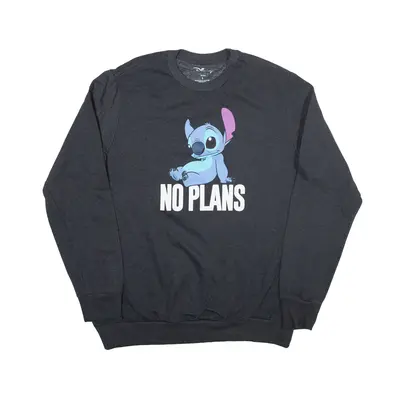DISNEY Stitch no plans Sweatshirt Grey Crew Neck Mens L
