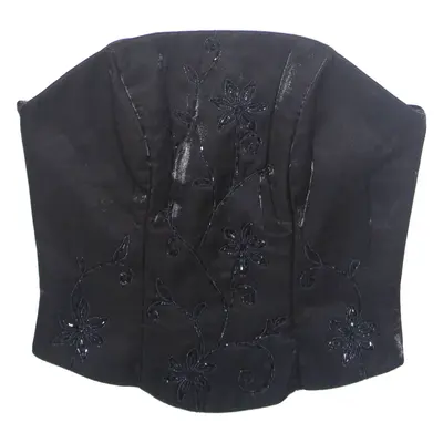 DYNASTY Womens Corset Shirt Black Sleeveless S