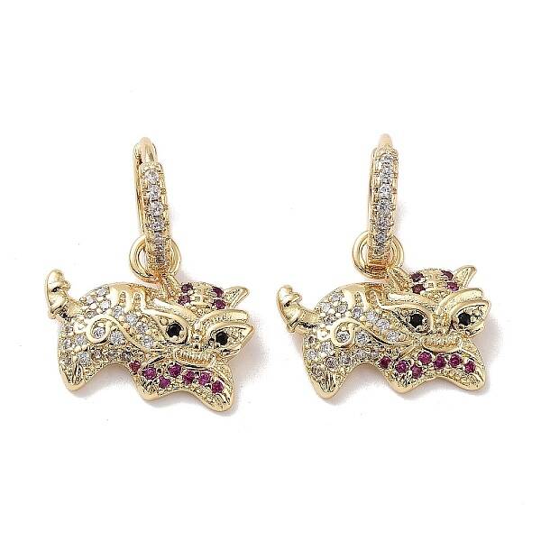 Real 18K Gold Plated Brass Dangle Hoop Earrings