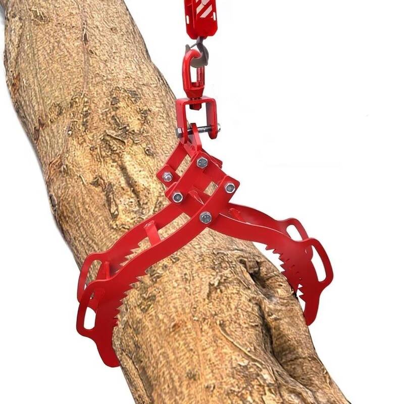Garvee 32 Inch Log Lifting Tongs Heavy Duty Steel Grapple with 4 Claws, Corrosion Resistant, Orange, Industrial Use