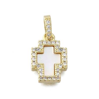Brass Micro Pave Clear Cubic Zirconia Cross Pendants