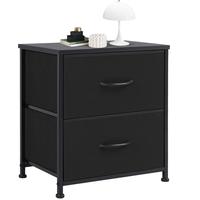 Nightstand with 2 Fabric Dresser, Side Table, End Table, Bedside Table, Night Stands, Small Nightstand,Bedroom Furniture