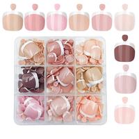 French Tip Press on Toenails, 216pcs/set Short Square Fake Toes Press on Toenail Tips, 9 Colors French Gel Nail Tips for Wome...