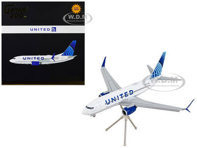 Boeing 737-700 Commercial Aircraft with Flaps Down United Airlines White with Blue Tail Gemini 200 Series 1/200 Diecast Model...