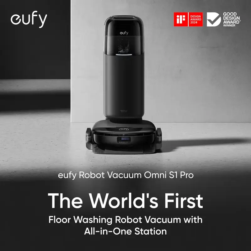 【eufylive】eufy S1 Pro Omni Robot Vacuum with All-in-One Station, Floor Washing Robot Vacuum and Mop, 8000 Pa Suction, Obs...