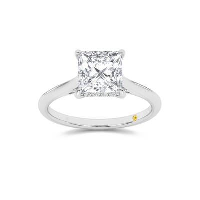 Twinkle Hidden Halo Princess Cut Lab Grown Diamond Engagement Ring | 14K White Gold 2 1/5 CT. TW.
