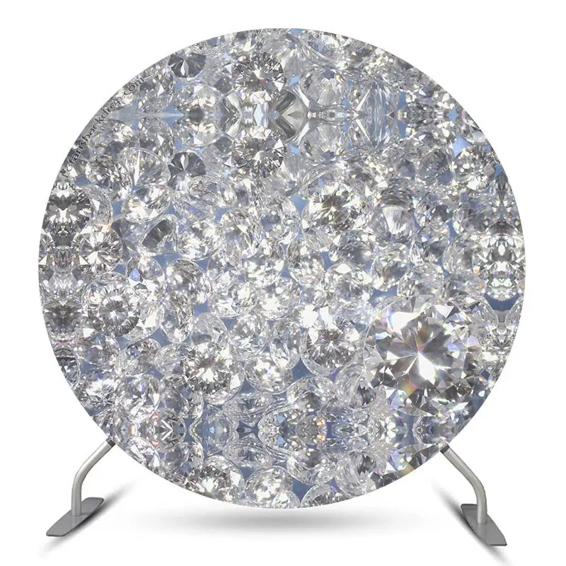 Aperturee Sliver Glitter Diamond Party Round Backdrop Cover | Round Backdrop Cover Diy | Circle Party Backdrop | Round Backdr...