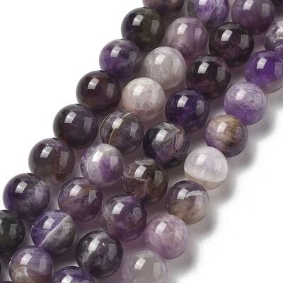 Round Natural Chevron Amethyst Bead Strands