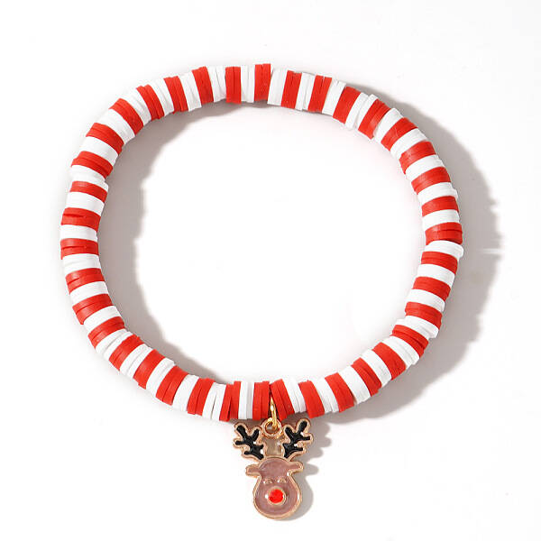 Elegant Christmas Handmade Polymer Clay Heishi Beaded Stretch Bracelets