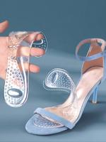 Clear Silicone High Heel Insoles, 1 Pair Arch Support Transparent High Heel Insoles, with Hear Decor, Anti-slip High Heel Ins...