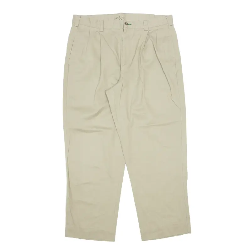 TOMMY HILFIGER Pleated Chino Trousers Beige Regular Straight Mens W34 L28