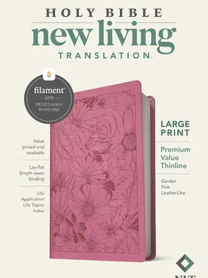 NLT Large Print Premium Value Thinline Bible, Filament-Enabled Edition (LeatherLike, Garden Pink)