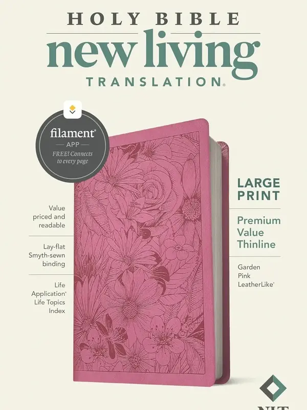 NLT Large Print Premium Value Thinline Bible, Filament-Enabled Edition (LeatherLike, Garden Pink)