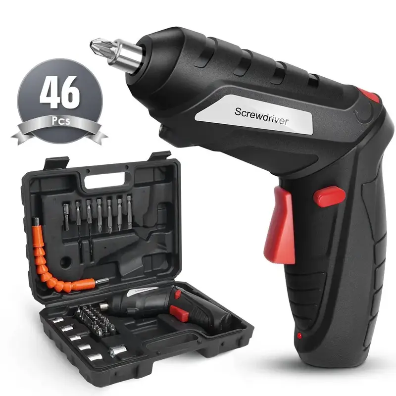 Cordless Screwdriver Kit with Accessories, USB Rechargeable Electric Screwdriver and Bits Kit, Including Drill & Storage Box ...
