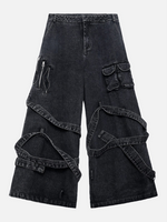 Couple's Y2K Street Jeans, Unisex Vintage Grunge Style Hip Hop Loose Jeans, Jeans for Men and Women (Black)
