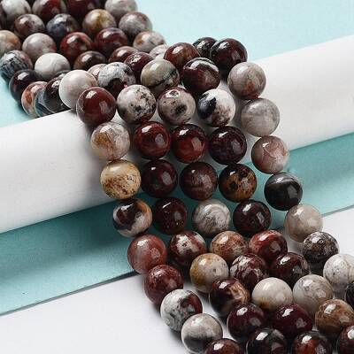 Natural Mexican Red Laguna Lace Agate Round Beads Strands