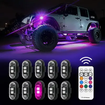 Remote Control RGB LED Car Light, USB Rechargeable Car Decorative Light, Waterproof Car Light for Car, Motorcycle, SUV, Picku...
