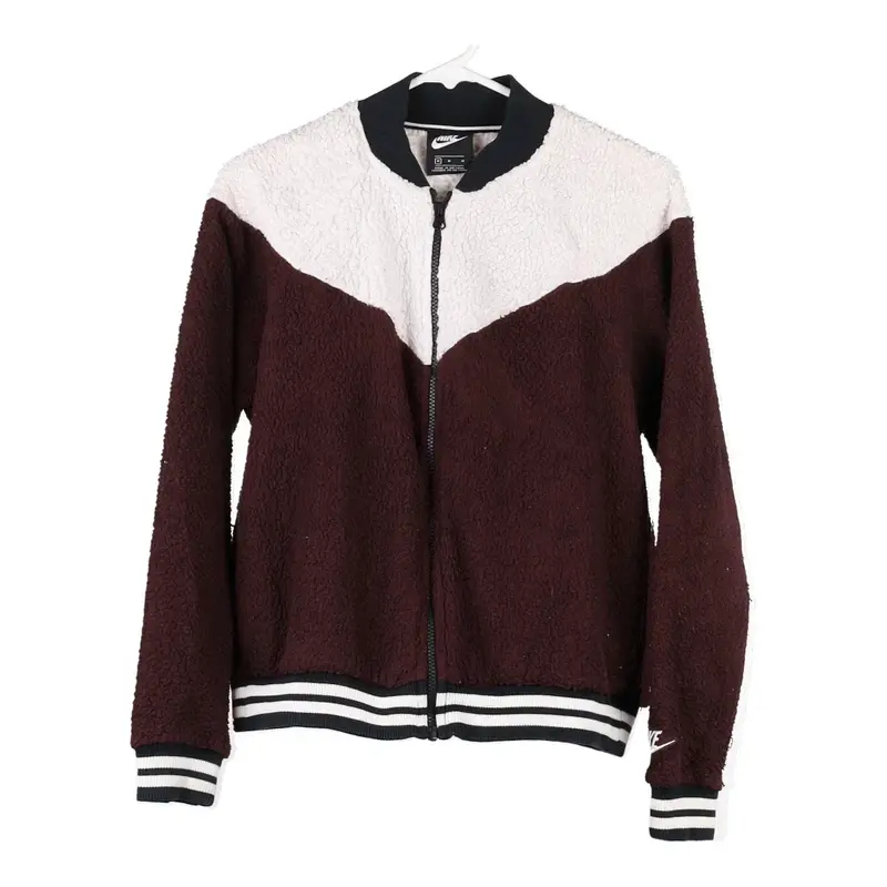 Nike Fleece Jacket - Medium Burgundy Polyester