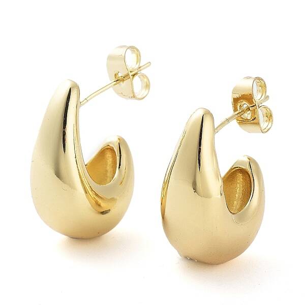 Brass Teardrop Stud Earrings