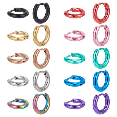 20Pcs 10 Colors 304 Stainless Steel Huggie Hoop Earrings for Women