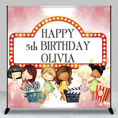 Personalized Movie Night Birthday Party Backdrop - Aperturee