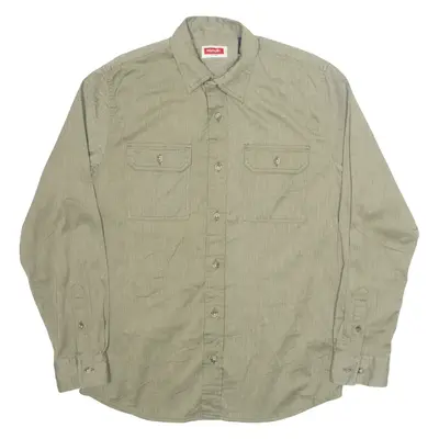 WRANGLER Mens Plain Shirt Green Long Sleeve S