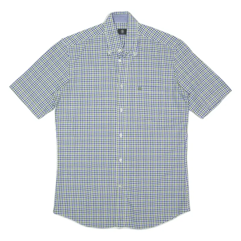 BOGNER Shirt Blue Gingham Short Sleeve Mens S