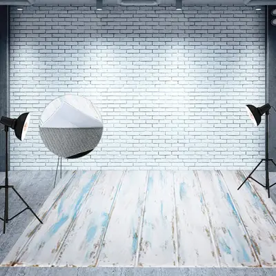 Retro White Blue Brown Vertical Stripe Wood Floor Mat