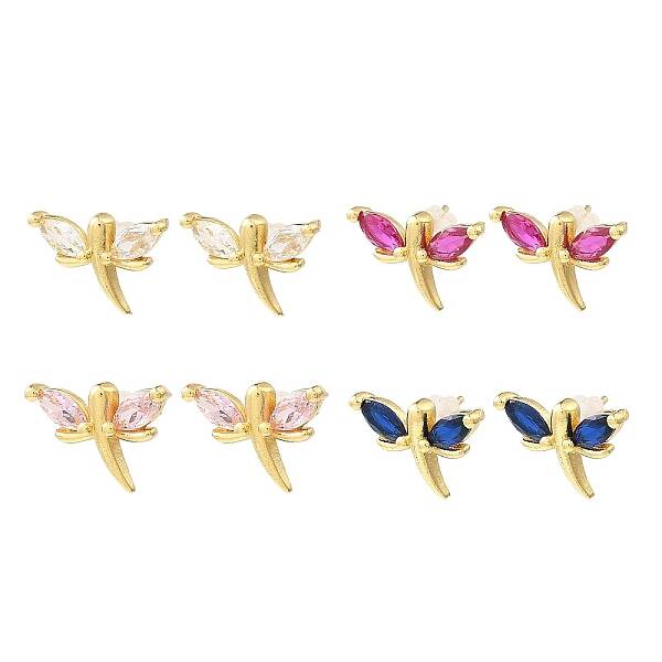 Dragonfly Real 18K Gold Plated Brass Stud Earrings