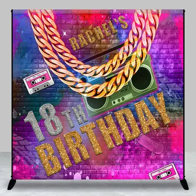Custom Hip Hop 18th Birthday Retor Theme Backdrop - Aperturee