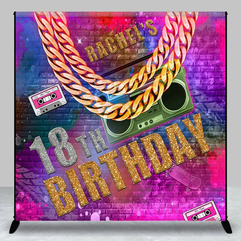 Custom Hip Hop 18th Birthday Retor Theme Backdrop - Aperturee