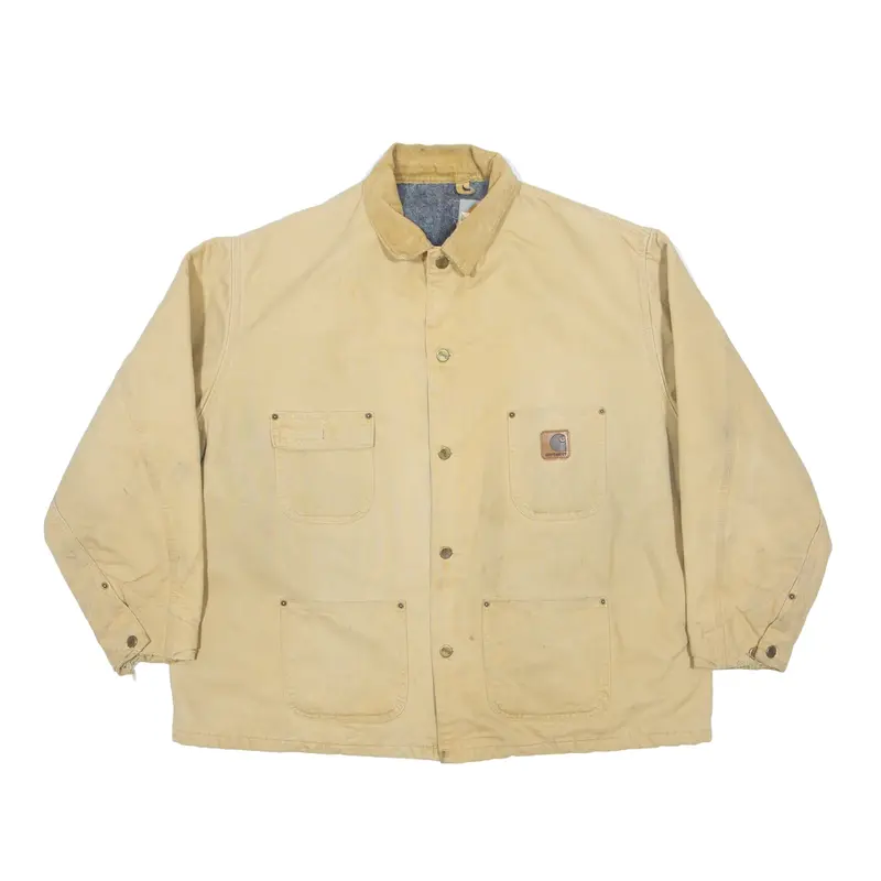 CARHARTT Blanket Lined Workwear Chore Jacket Beige 90s Mens 2XL